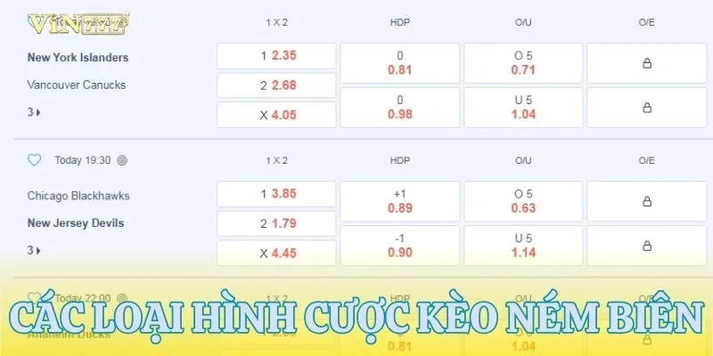 Các loại kèo ném biên