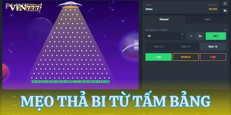 Cách chơi Plinko và bí quyết thả bi từ trung tâm bảng