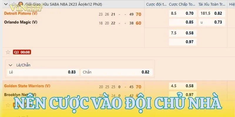 Mẹo cược chấp bóng rổ bằng cách đặt cược vào đội chủ nhà